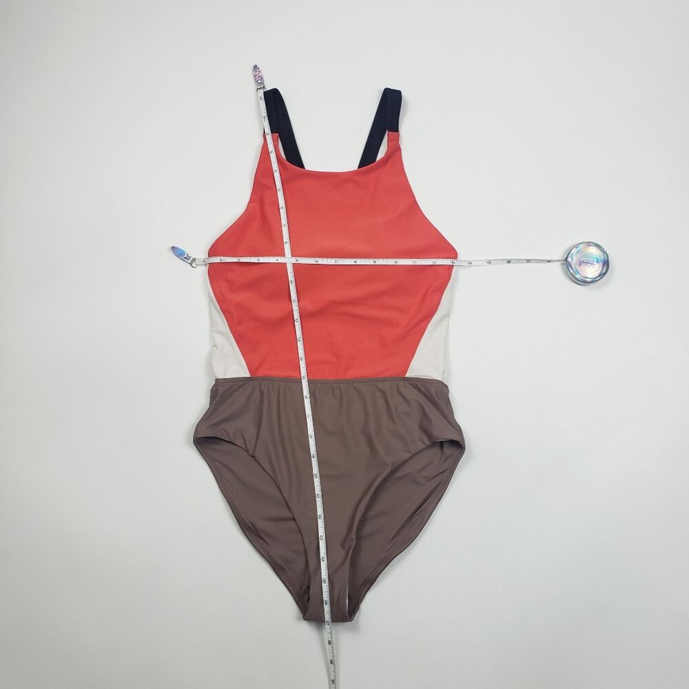 Prana Baja Bound Cutout One Piece Swimsuit Women's Sz Small Rose Fire Colorblock - Picture 4 of 16